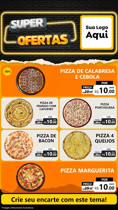 Modelo de TV para TV Vertical com o tema Super Ofertas para Pizzaria