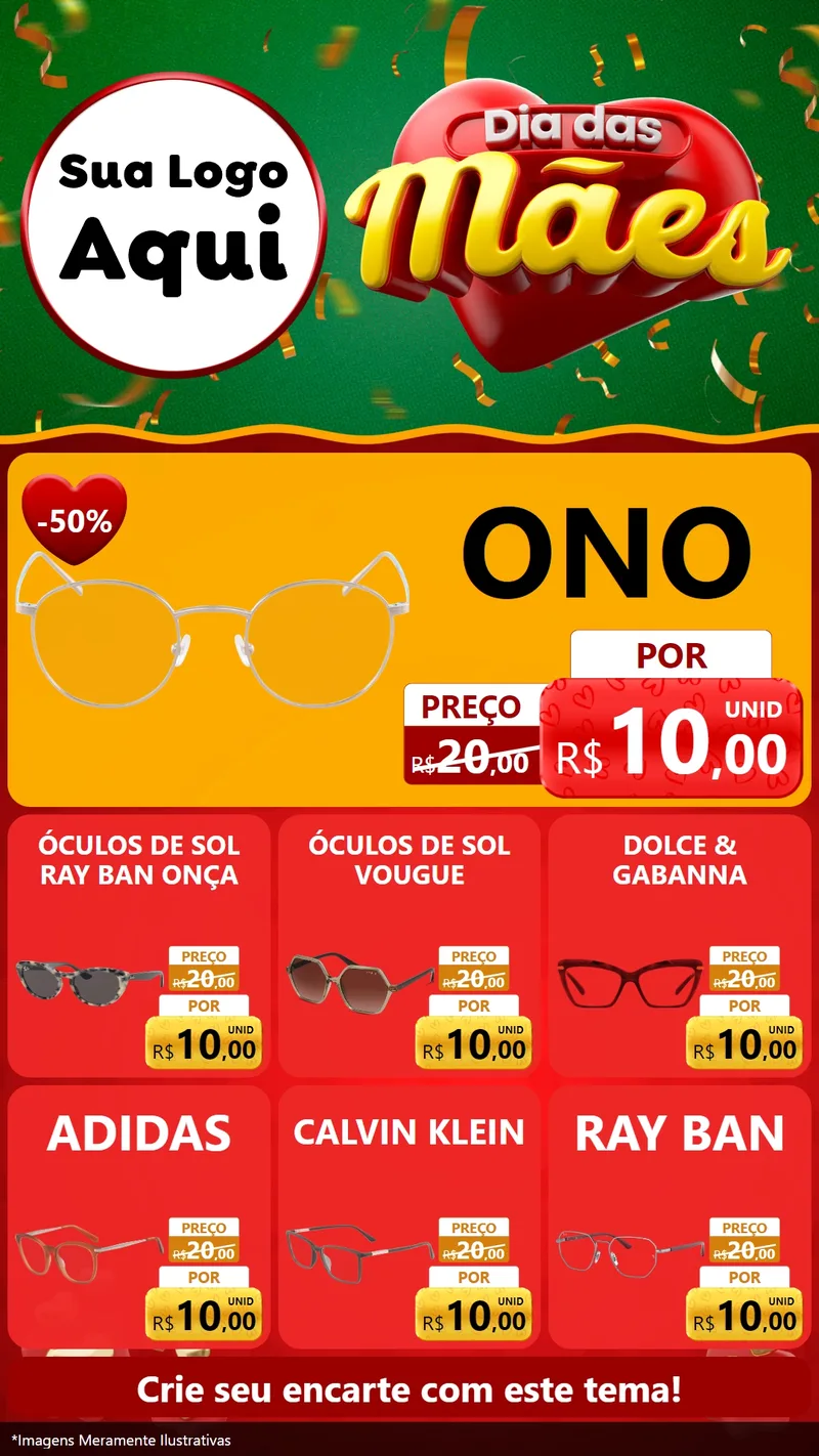 Modelo de Rede Social para Stories com o tema Dia das Mães para Óticas