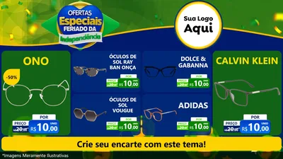 Modelo de TV para TV Horizontal com o tema Ofertas Especiais Feriado da Independência para Óticas