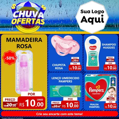 Modelo de Rede Social para Feed Facebook com o tema Chuva de Ofertas para Bebês