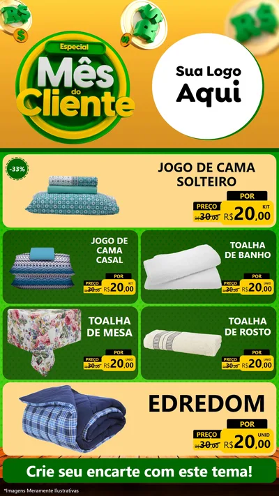 Modelo de TV para TV Vertical com o tema Especial Mês do Cliente para Cama, Mesa e Banho