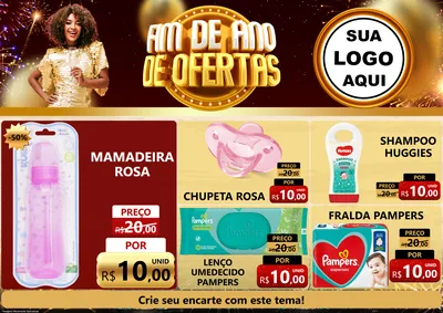 Modelo de Encarte para Encarte A4 Horizontal com o tema Fim de Ano de Ofertas para Bebês