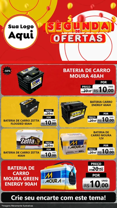 Modelo de TV para TV Vertical com o tema Segunda de Ofertas para Baterias Elétricas
