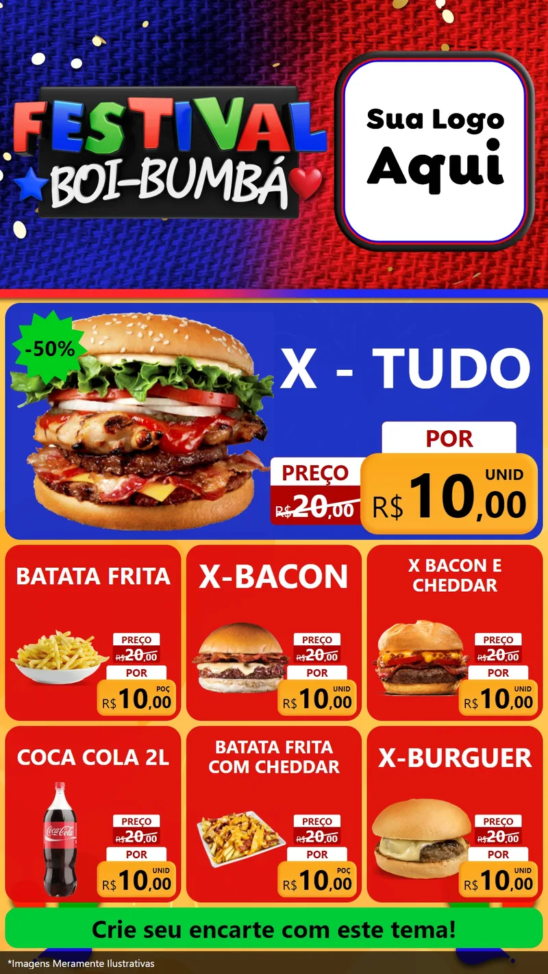 Modelo de Rede Social para Stories com o tema Festival Boi-Bumbá para Hamburgueria