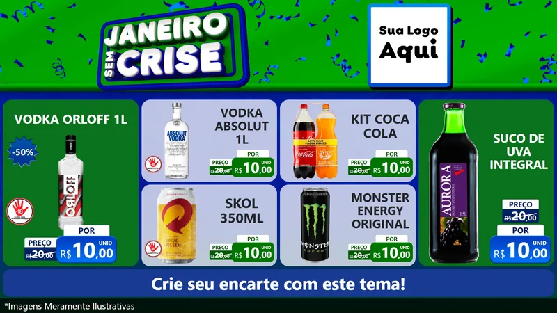Modelo de TV para TV Horizontal com o tema Janeiro Sem Crise para Distribuidora de bebidas