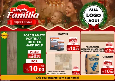 Modelo de Encarte para Encarte A4 Horizontal com o tema Alegria Em Família - Super Ofertas para Pisos e revestimentos
