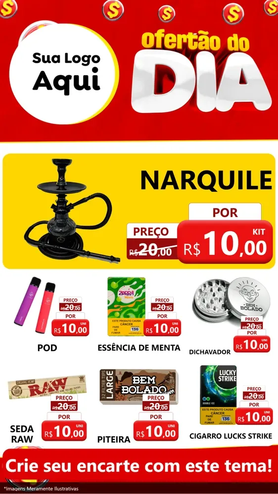 Modelo de Rede Social para Stories com o tema Ofertão do dia para Tabacaria
