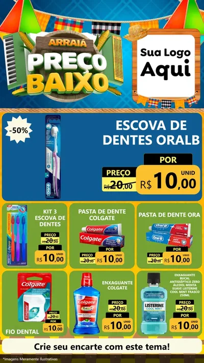 Modelo de Rede Social para Stories com o tema Arraiá de Preço Baixo - Junina para Higiene Pessoal