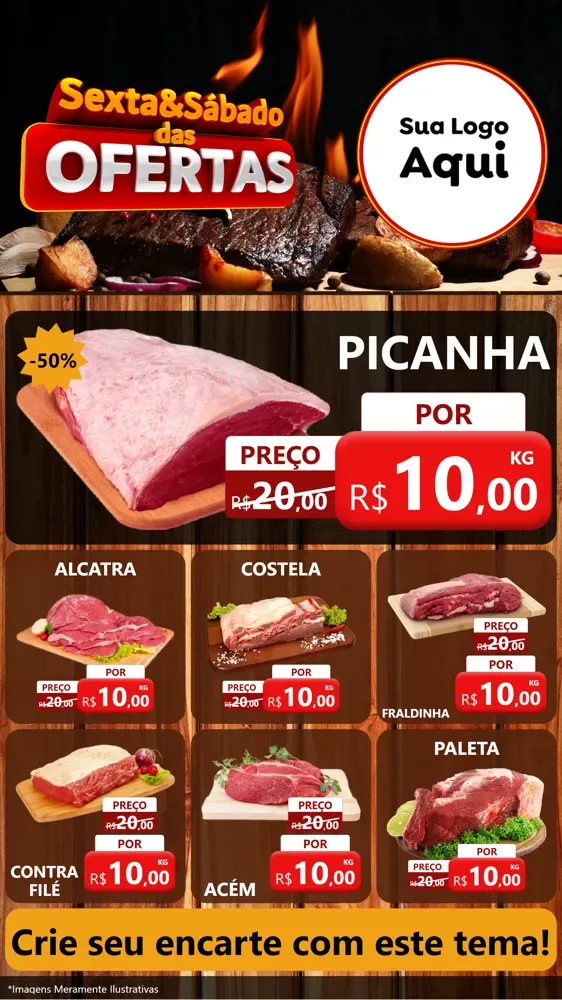 Modelo de Rede Social para Stories com o tema Sexta e Sábado das Ofertas para Açougue