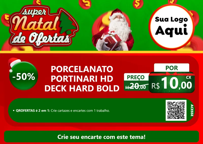 Modelo de Cartaz para Cartaz A4 Horizontal com o tema Super Natal de Ofertas para Pisos e revestimentos