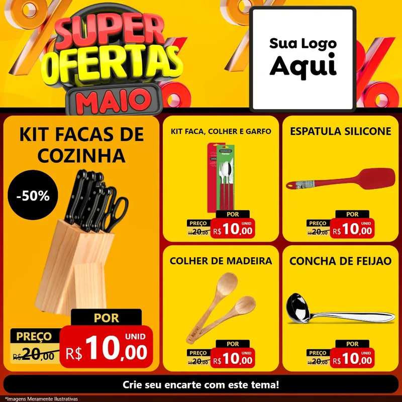 Modelo de Rede Social para Feed Facebook com o tema Super Ofertas Maio para Utilidades Domésticas