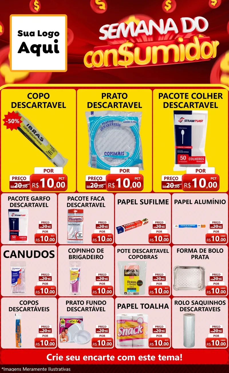 Modelo de Encarte para Encarte Grande com o tema Semana do Consumidor para Embalagens