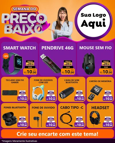 Modelo de Rede Social para Feed Instagram com o tema Semana do Preço Baixo para Informática