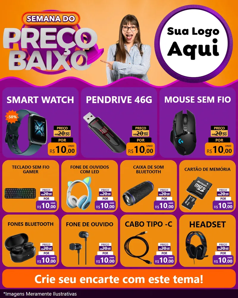 Modelo de Rede Social para Feed Instagram com o tema Semana do Preço Baixo para Informática
