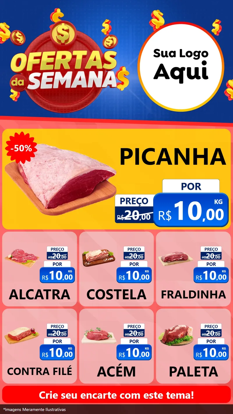 Modelo de Rede Social para Stories com o tema Ofertas Da Semana para Açougue