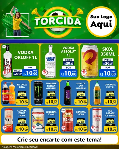 Modelo de Rede Social para Feed Instagram com o tema Torcida para Distribuidora de bebidas