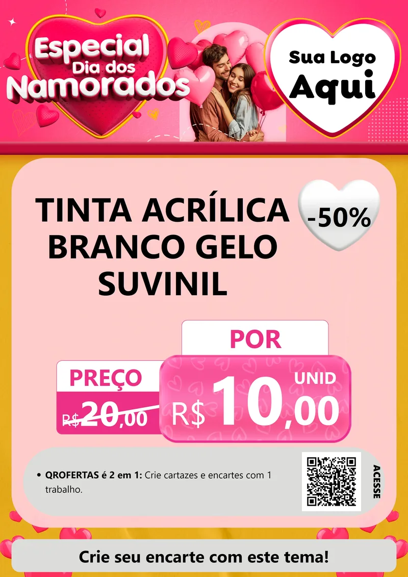 Modelo de Cartaz para Cartaz A4 Vertical com o tema Especial Dia dos Namorados para Tintas e Ferramentas