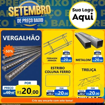 Modelo de Rede Social para Feed Facebook com o tema Setembro De Preço Baixo para Ferragens