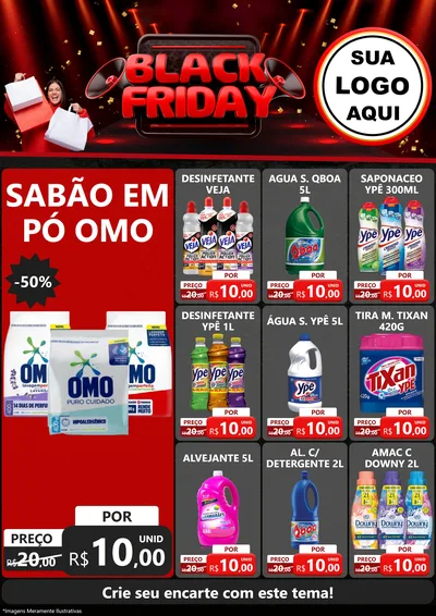Modelo de Encarte para Encarte A4 Vertical com o tema Black Friday para Produtos de Limpeza