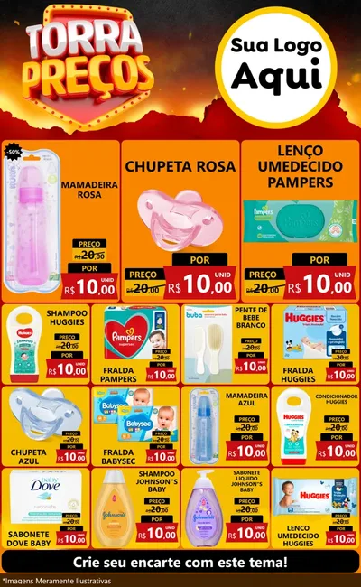 Modelo de Encarte para Encarte Grande com o tema Torra Preços para Bebês