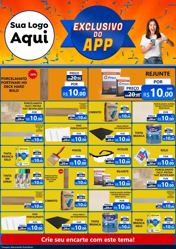 Modelo de Encarte para Encarte A4 Vertical com o tema Exclusivo do Aplicativo para Pisos e revestimentos