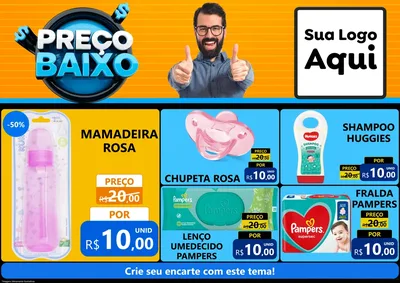 Modelo de Encarte para Encarte A4 Horizontal com o tema Preço Baixo para Bebês