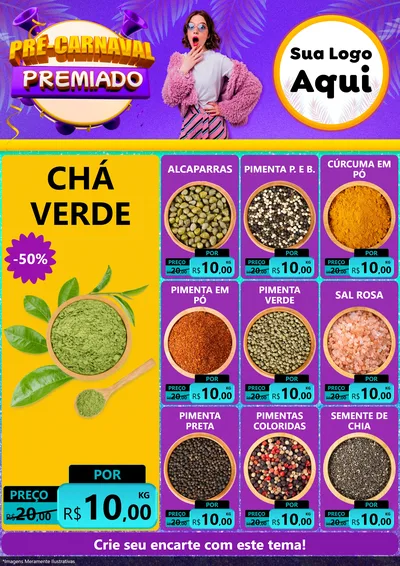 Modelo de Encarte para Encarte A4 Vertical com o tema Pré-Carnaval Premiado para Produtos Naturais