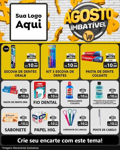 Modelo de Rede Social para Feed Instagram com o tema Agosto imbatível para Higiene Pessoal