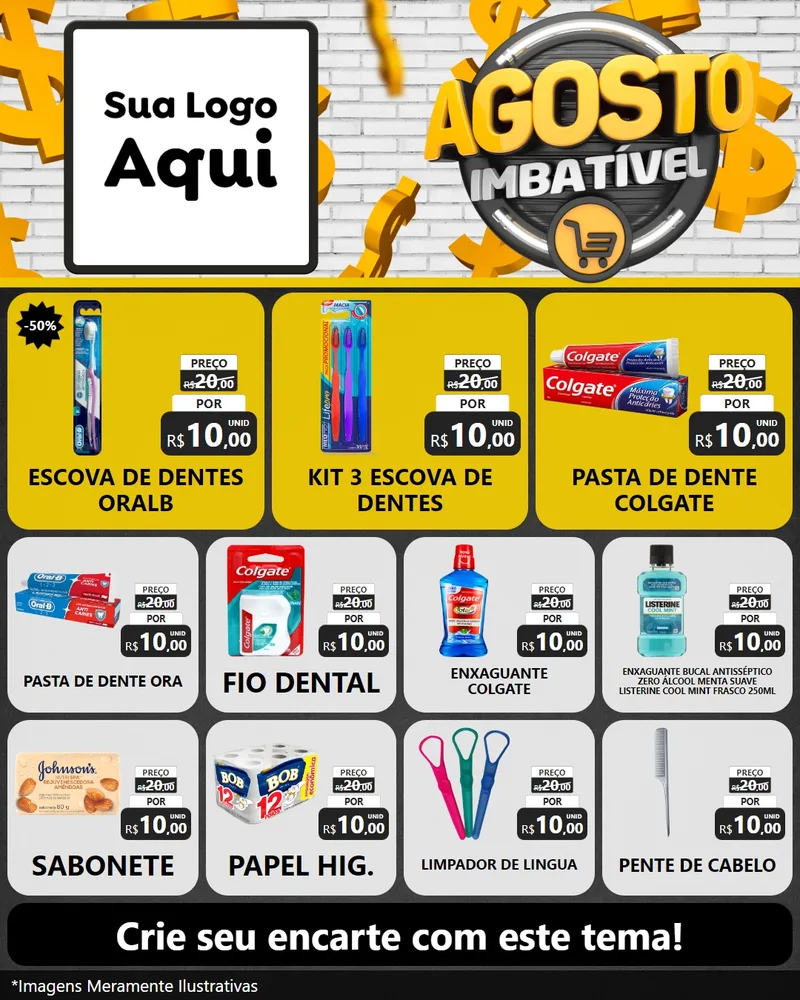 Modelo de Rede Social para Feed Instagram com o tema Agosto imbatível para Higiene Pessoal