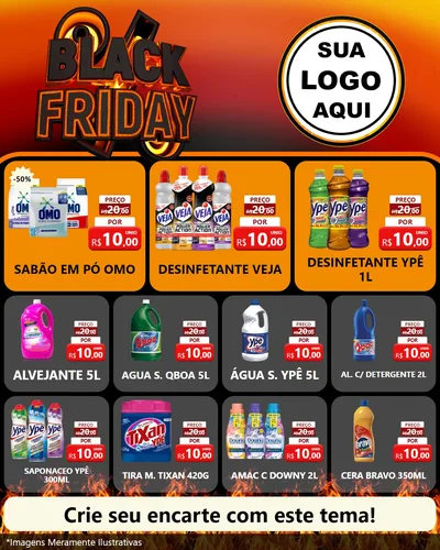 Modelo de Rede Social para Feed Instagram com o tema Black Friday para Produtos de Limpeza