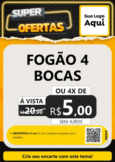 Modelo de Cartaz para Cartaz A4 Vertical com o tema Super Ofertas para Móveis e Eletro