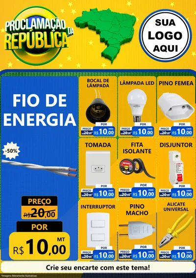 Modelo de Encarte para Encarte A4 Vertical com o tema Proclamação da República para Materiais Elétricos