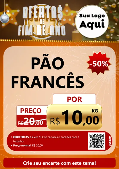 Modelo de Cartaz para Cartaz A4 Vertical com o tema Ofertas de Fim de Ano para Padaria
