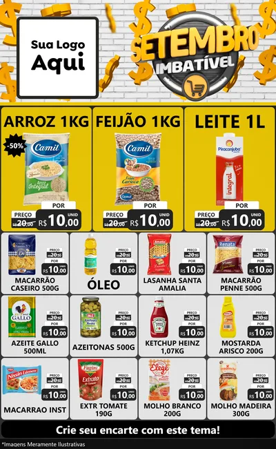 Modelo de Encarte para Encarte Grande com o tema Setembro Imbatível para Supermercado