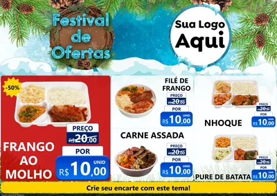 Modelo de Encarte para Encarte A4 Horizontal com o tema Festival de Ofertas - Inverno para Restaurante