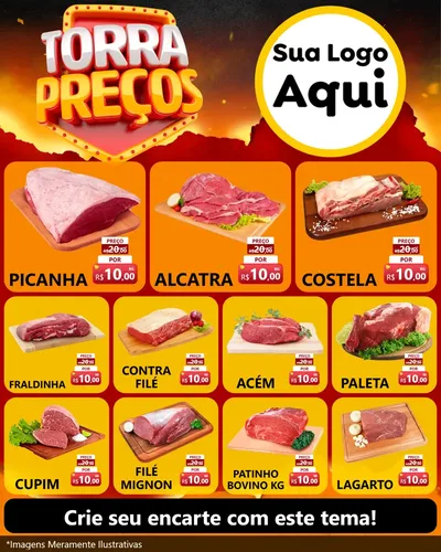 Modelo de Rede Social para Feed Instagram com o tema Torra Preços para Açougue