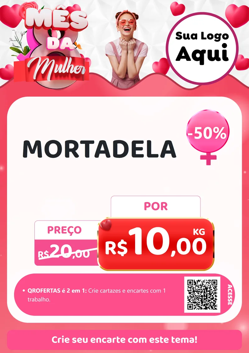 Modelo de Cartaz para Cartaz A4 Vertical com o tema Mês da Mulher para Frios e Laticínios