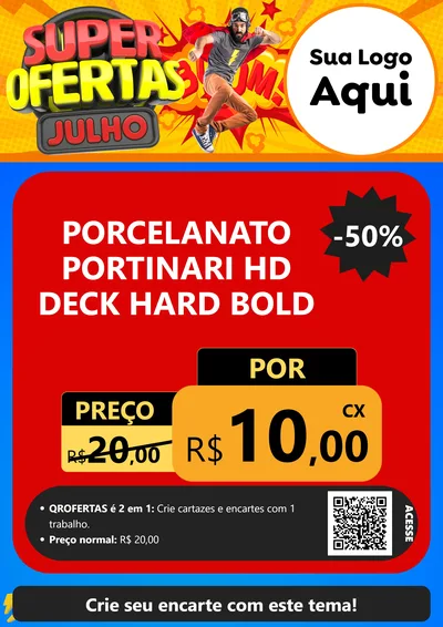 Modelo de Cartaz para Cartaz A4 Vertical com o tema Super Ofertas Julho para Pisos e revestimentos