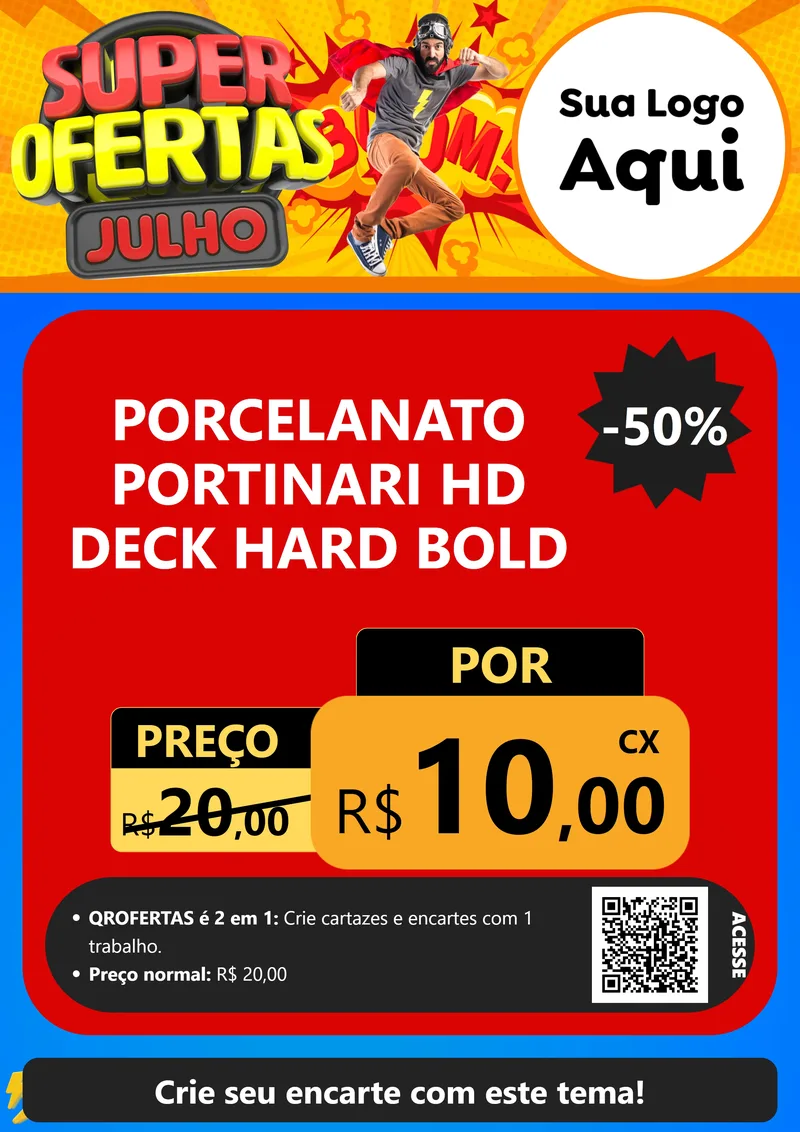 Modelo de Cartaz para Cartaz A4 Vertical com o tema Super Ofertas Julho para Pisos e revestimentos