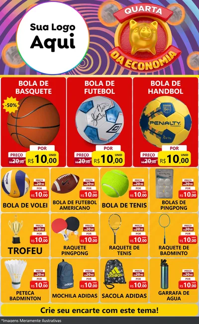 Modelo de Encarte para Encarte Grande com o tema Quarta da Economia para Artigos Esportivos