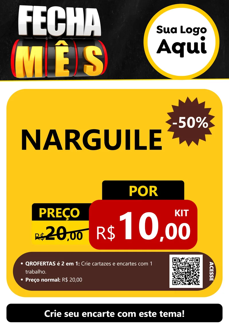 Modelo de Cartaz para Cartaz A4 Vertical com o tema Fecha Mês para Tabacaria