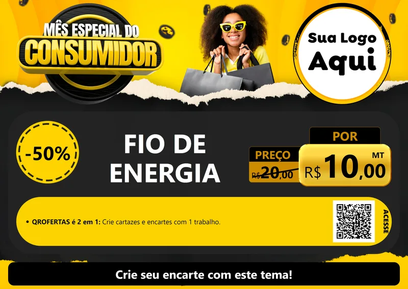 Modelo de Cartaz para Cartaz A4 Horizontal com o tema Mês Especial do Consumidor para Materiais Elétricos