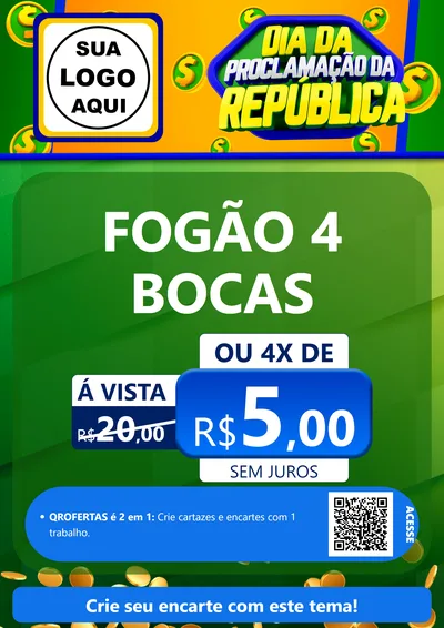 Modelo de Cartaz para Cartaz A4 Vertical com o tema Dia Da Proclamação da República para Móveis e Eletro