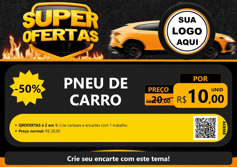 Modelo de Cartaz para Cartaz A4 Horizontal com o tema Super Ofertas - Autopeças para Auto peças
