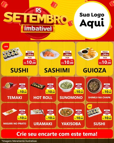Modelo de Rede Social para Feed Instagram com o tema Setembro Imbatível para Comida japonesa