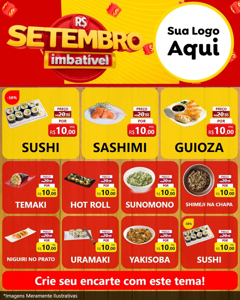 Modelo de Rede Social para Feed Instagram com o tema Setembro Imbatível para Comida japonesa