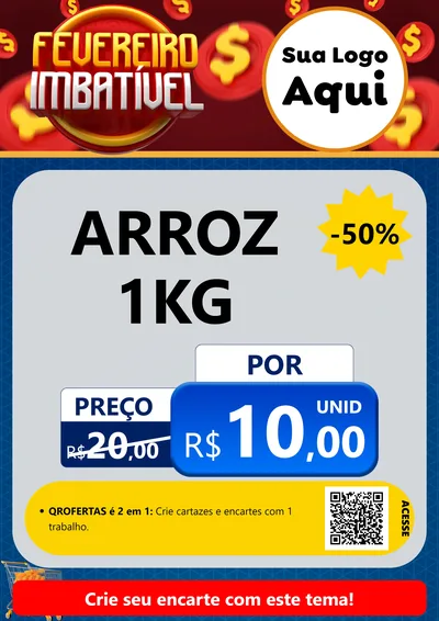 Modelo de Cartaz para Cartaz A4 Vertical com o tema Fevereiro Imbatível para Supermercado