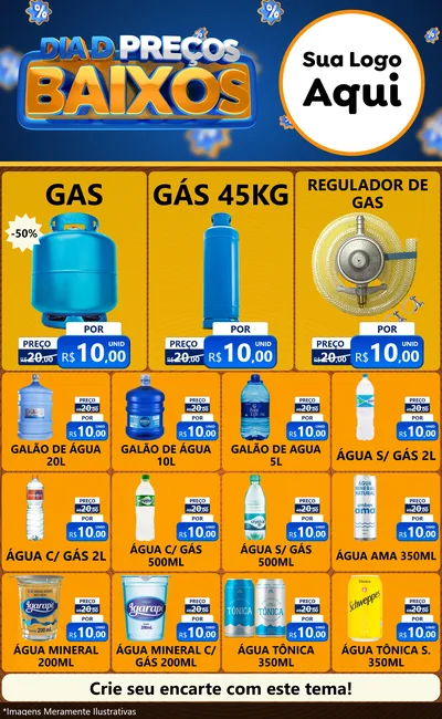 Modelo de Encarte para Encarte Grande com o tema Dia D Preço Baixo para Água e gás