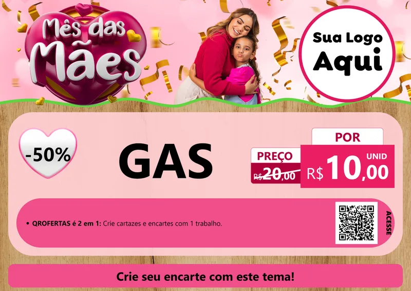 Modelo de Cartaz para Cartaz A4 Horizontal com o tema Mês das Mães para Água e gás