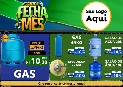 Modelo de Encarte para Encarte A4 Horizontal com o tema Operação Fecha Mês para Água e gás